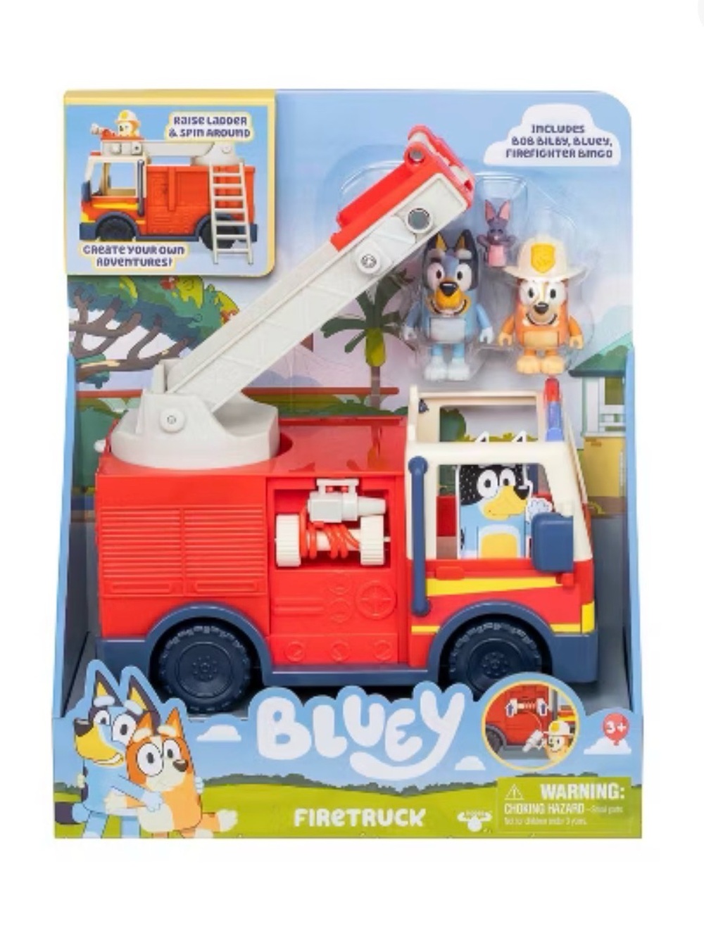 Bluey Firetruck Playset - Red Fire Engine Toy